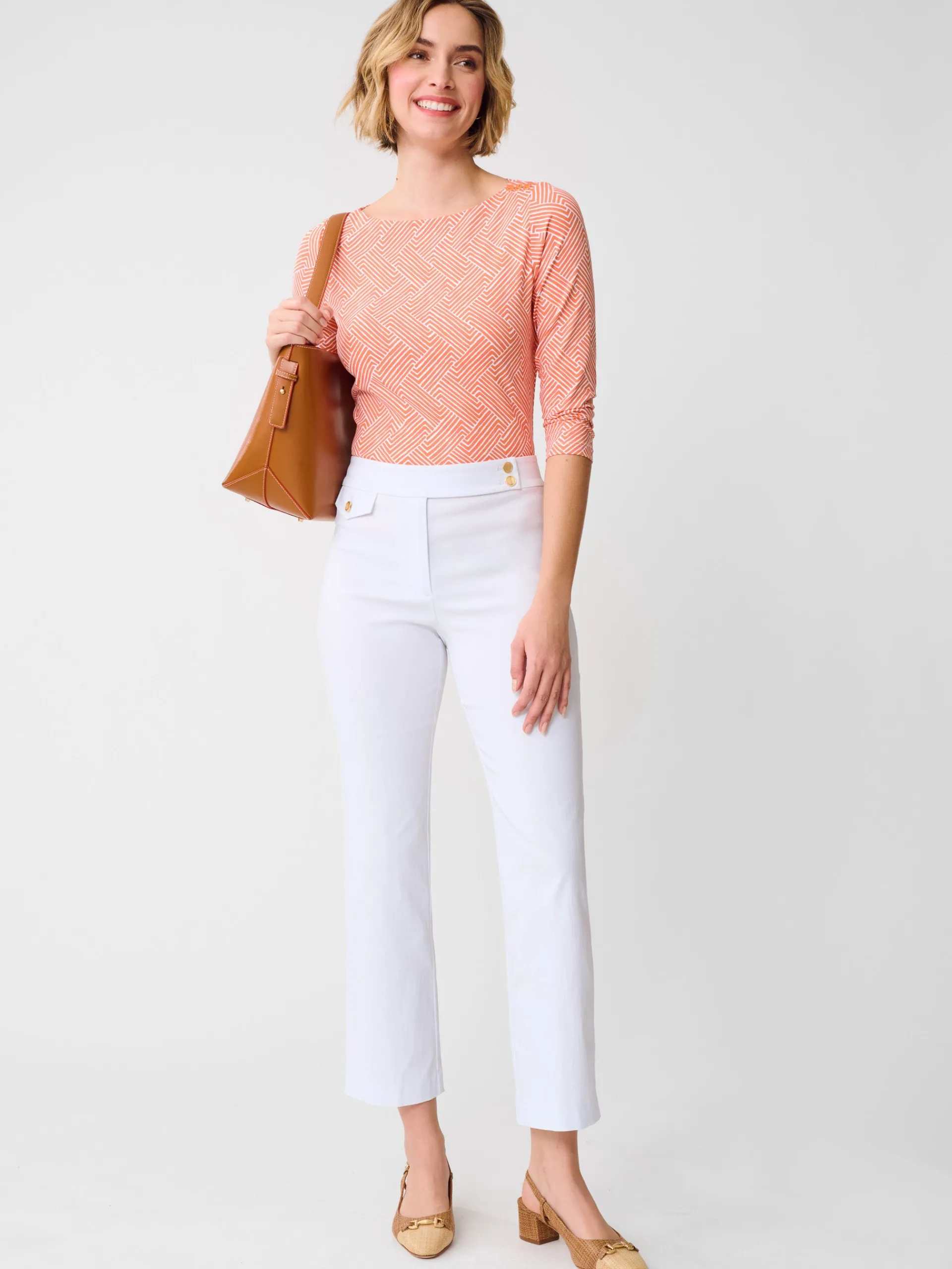 J.McLaughlin Wavesong Tee in Volley White/Orange/Pink Hot