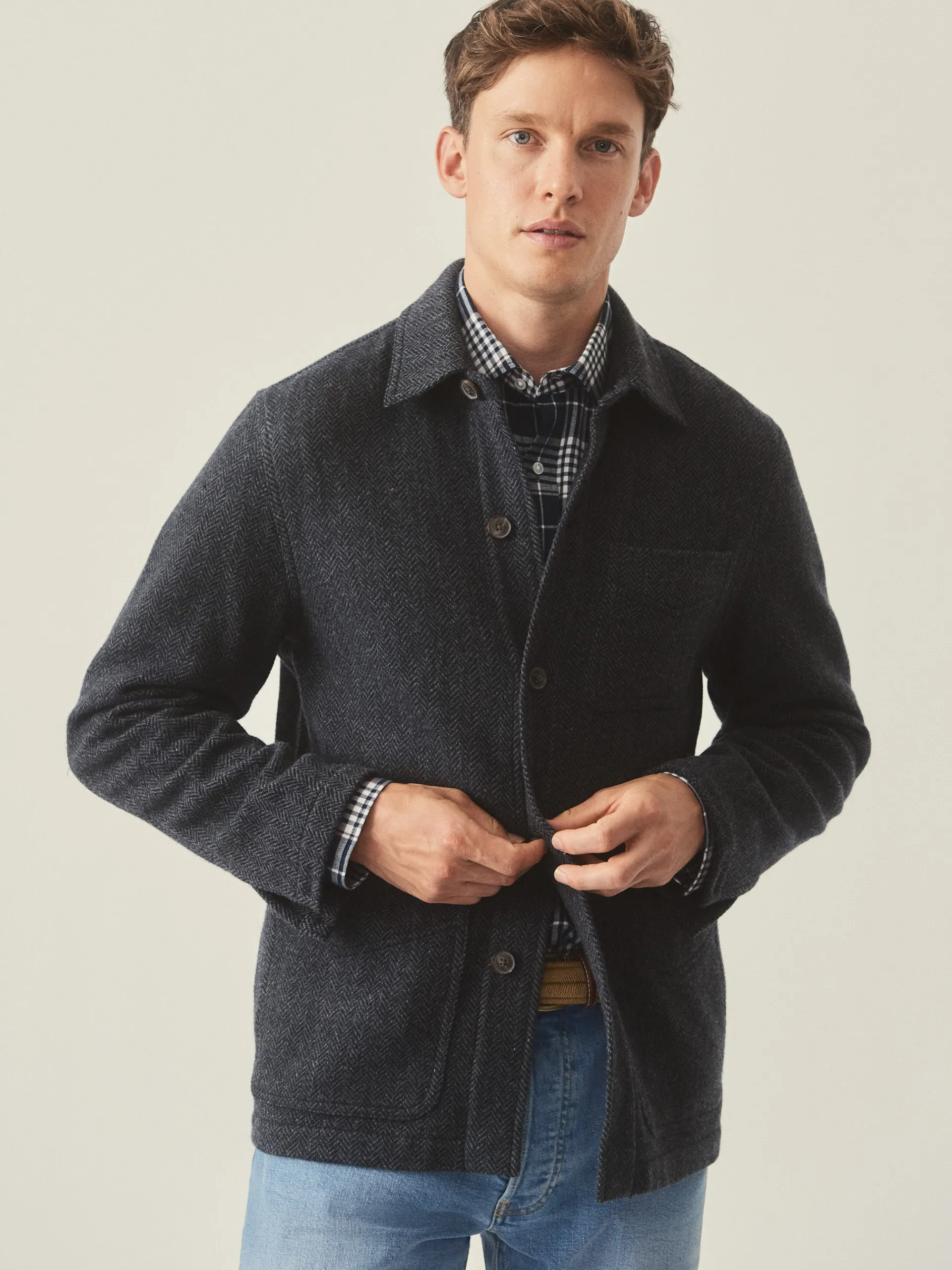 J.McLaughlin Weekender Jacket in Herringbone Navy/Gray Store
