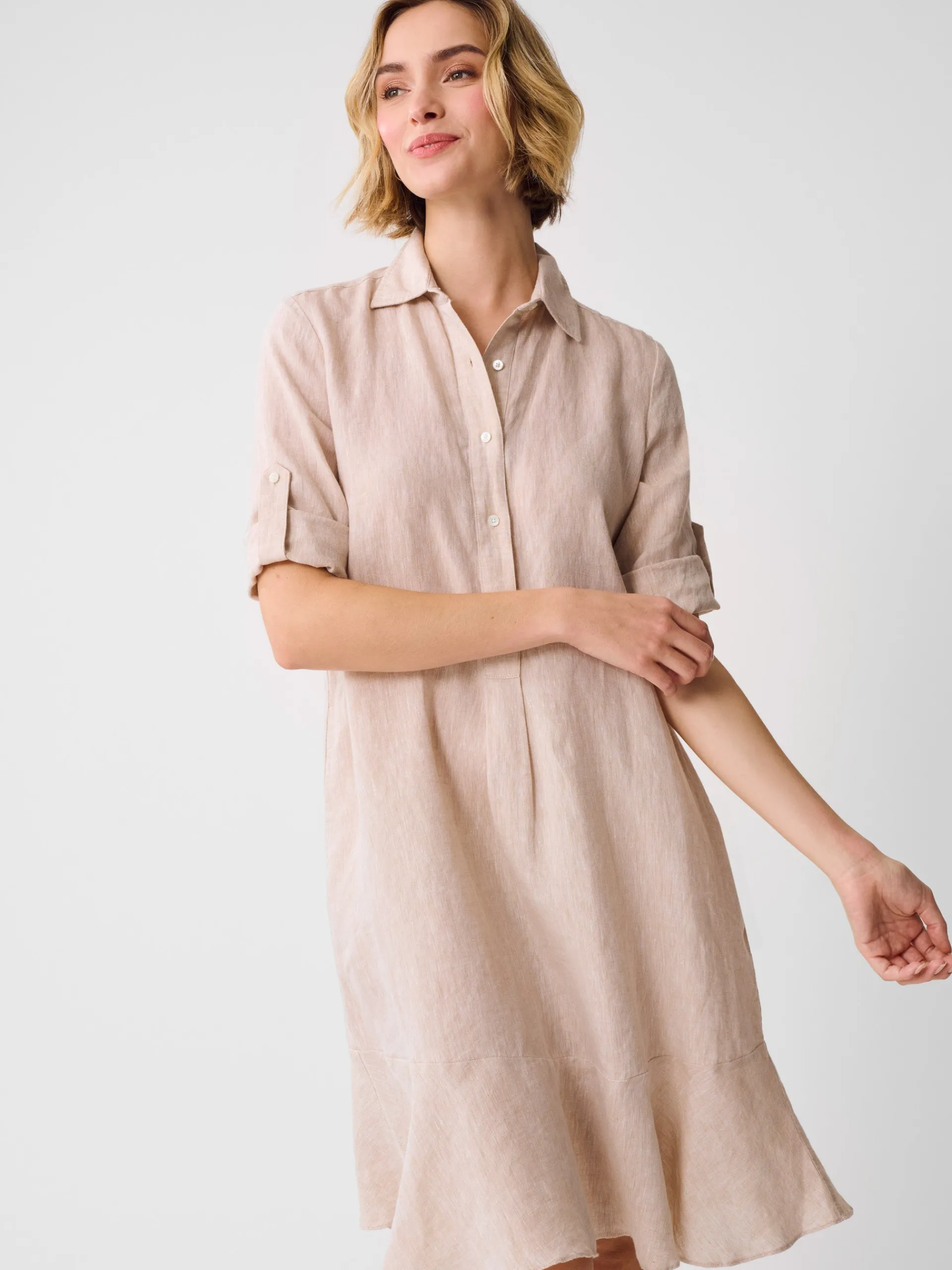 J.McLaughlin Wellesley Linen Dress Tan Sale