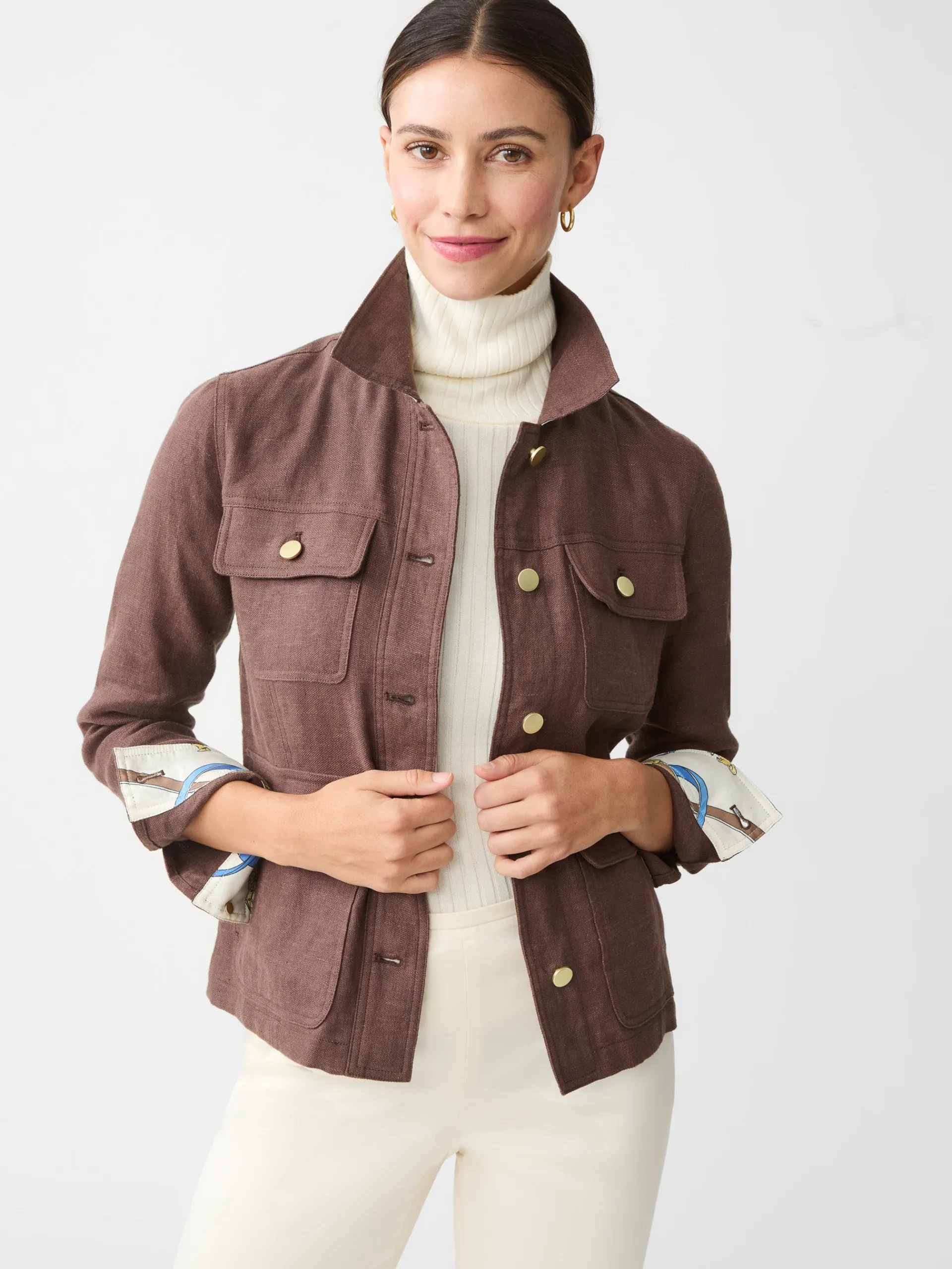 J.McLaughlin Willow Linen Jacket DarkBrown Shop