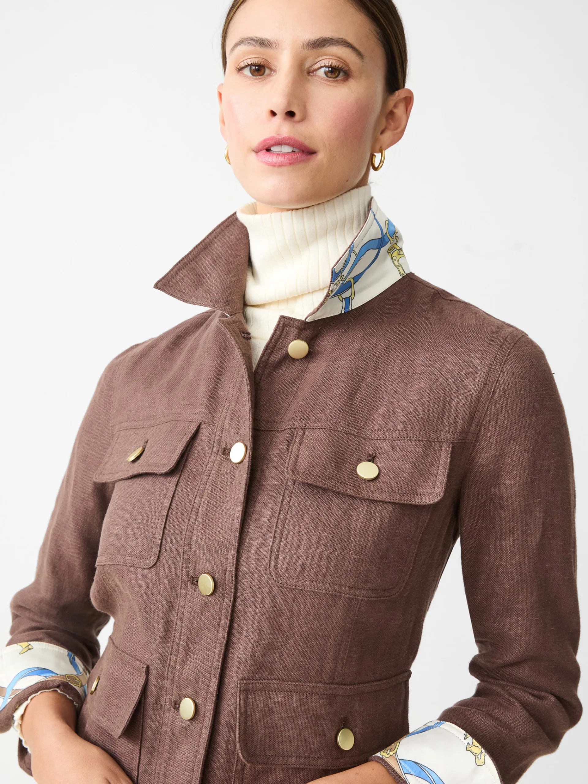 J.McLaughlin Willow Linen Jacket DarkBrown Shop