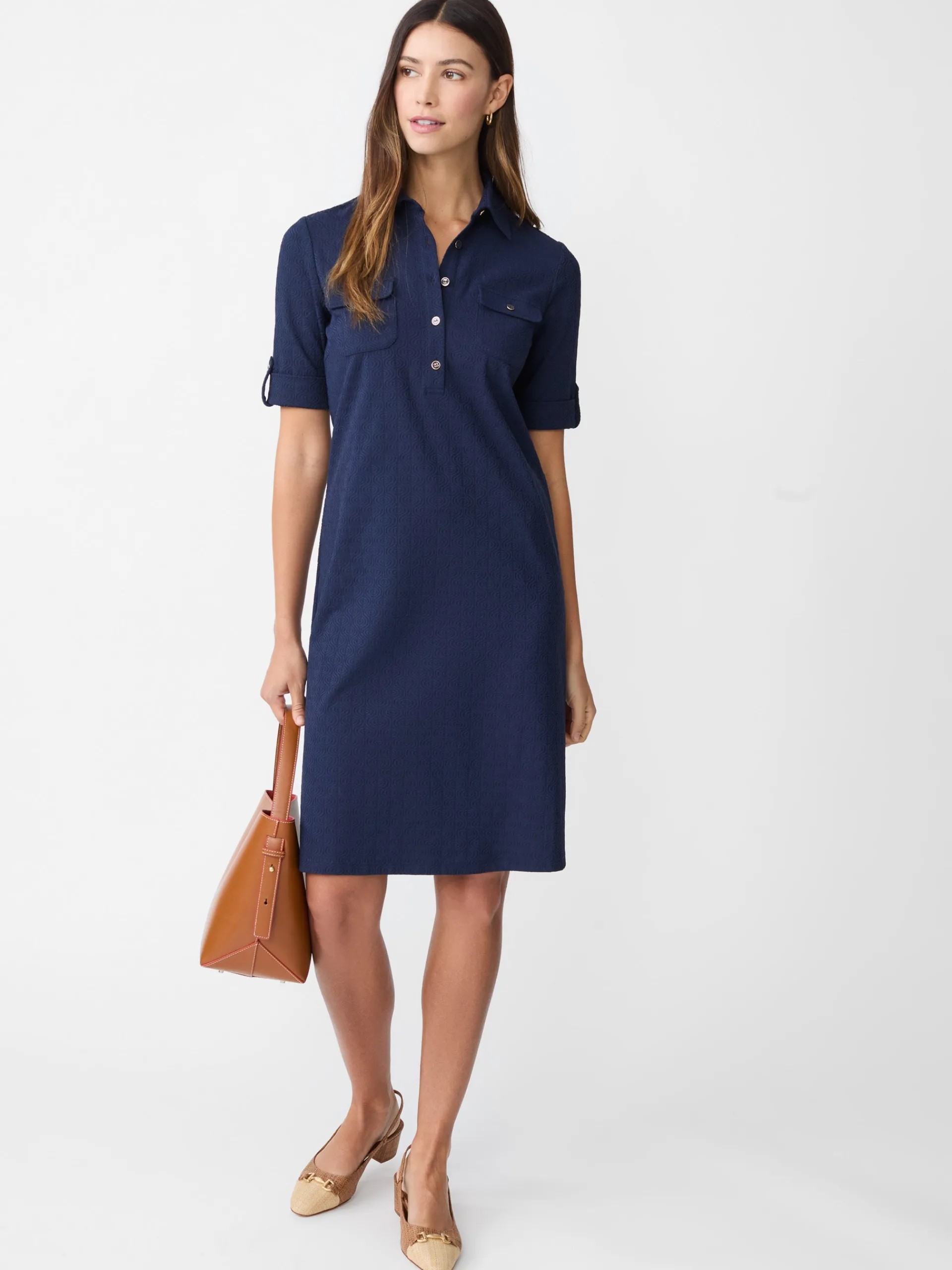 J.McLaughlin Yolanda Dress in Riptide Jacquard Navy Best